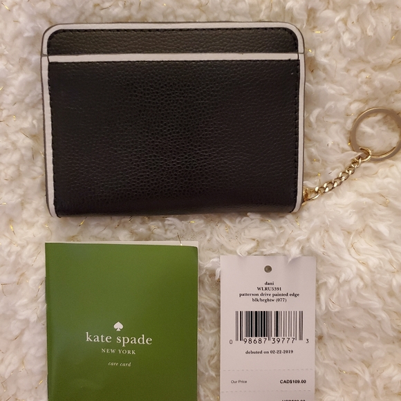 Kate Spade Zip Small Wallet Pebbeled Black Leather - Picture 4 of 7